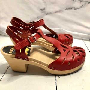Red Swedish Hasbeens Sandals
